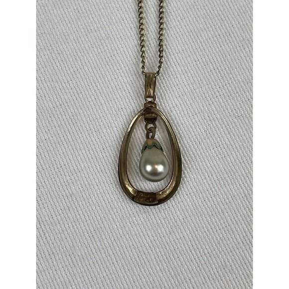 Vintage Van Del Cultured Pearl Drop Necklace 1/20 12k gold filled - Picture 4 of 8